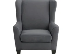 Poltrona|Loft24 Cadeira decorativa estofada com banco em microfibra antracite Cinza antracite