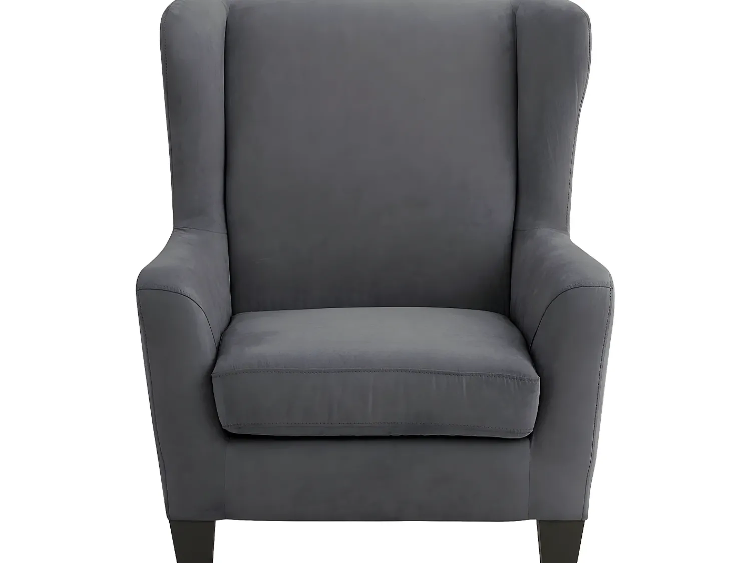 Poltrona|Loft24 Cadeira decorativa estofada com banco em microfibra antracite Cinza antracite