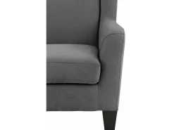 Poltrona|Loft24 Cadeira decorativa estofada com banco em microfibra antracite Cinza antracite