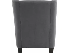 Poltrona|Loft24 Cadeira decorativa estofada com banco em microfibra antracite Cinza antracite