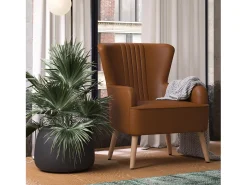 Poltrona*Dorel Home Cadeira decorativa estofada em pele sintética camel Castanho