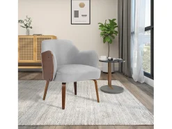 Best Loft24 Cadeira decorativa estofada em estofo dolly teddy claro Cinzento