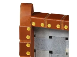 Outlet vidaxl Cadeira dobrável tiras cruzadas couro genuíno Castanho