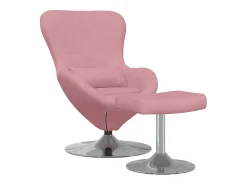 Poltrona|vidaxl Cadeira Egg com Puff Veludo Rosa