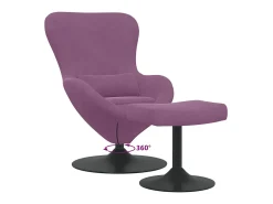 vidaxl Cadeira Egg com Puff Roxo Veludo^ Poltrona