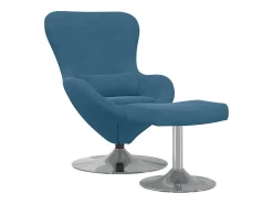 Poltrona|vidaxl Cadeira Egg com Puff with Footstool Veludo Azul