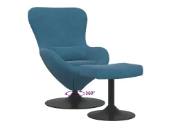 Poltrona|vidaxl Cadeira Egg com Puff with Footstool Veludo Azul