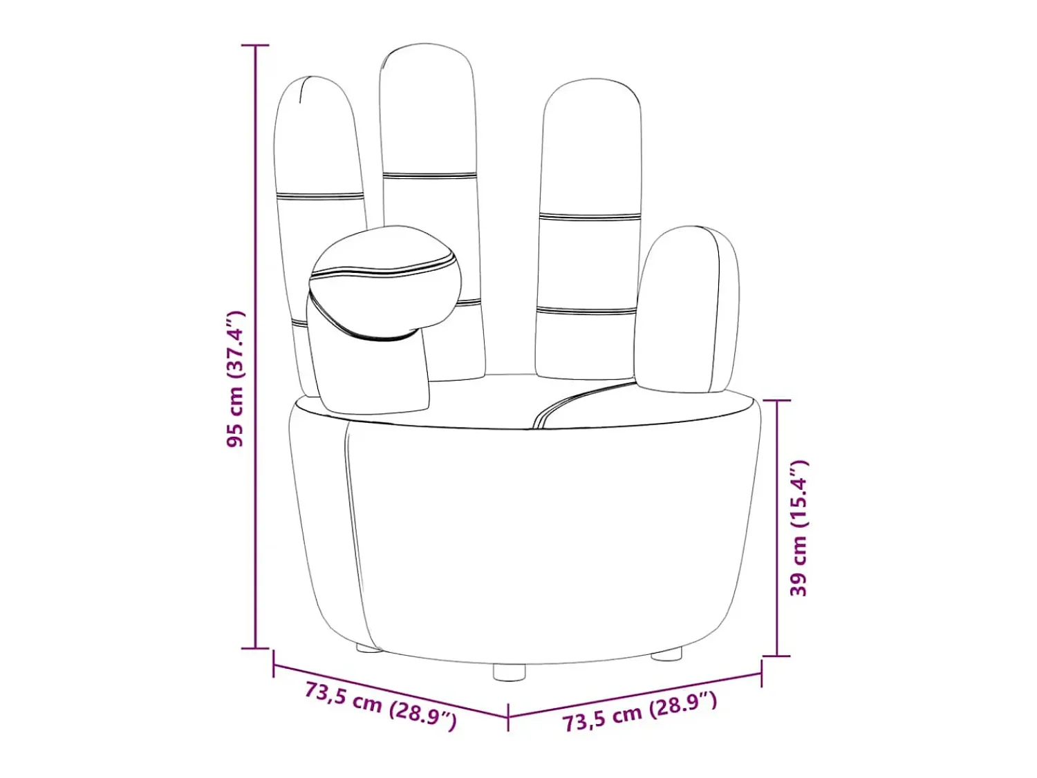 Poltrona*vidaxl Cadeira em forma de mão veludo Cinzento