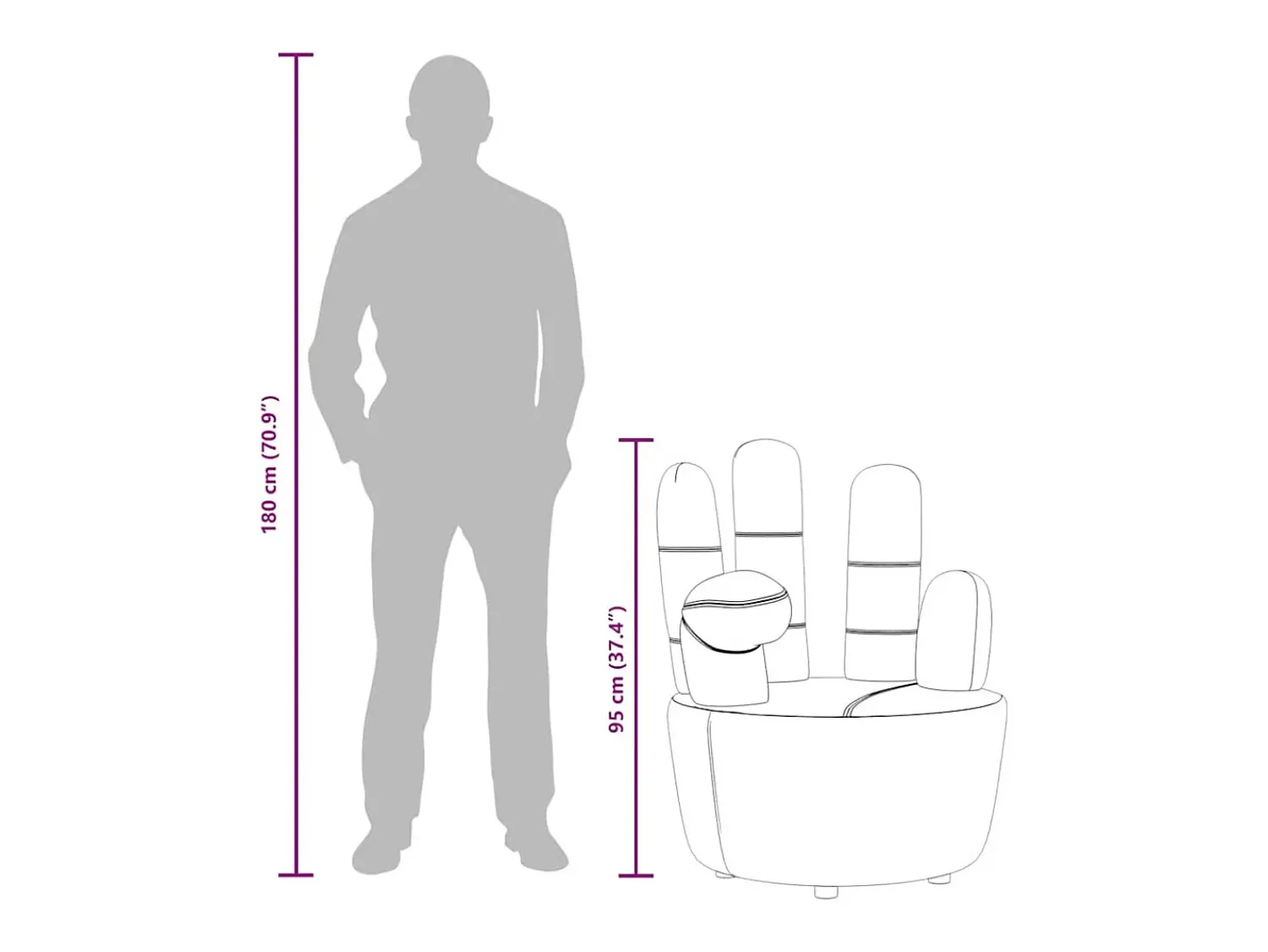 Poltrona*vidaxl Cadeira em forma de mão veludo Cinzento