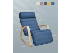 Poltrona* Cadeira em madeira curvada 121,5x67x84 cm meia-noite Azul