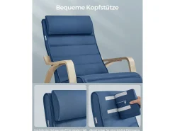 Poltrona* Cadeira em madeira curvada 121,5x67x84 cm meia-noite Azul