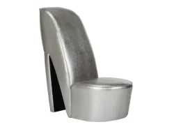 Cadeira estilo sapato de salto alto couro artificial SHL338281 Prateado