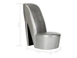 Cadeira estilo sapato de salto alto couro artificial SHL338281 Prateado