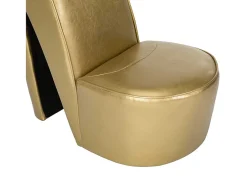 Poltrona*vidaxl Cadeira estilo sapato de salto alto couro artificial Dourado