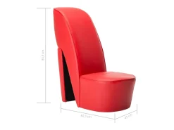 Poltrona* Cadeira estilo sapato de salto alto couro artificial SHL330241 Vermelho