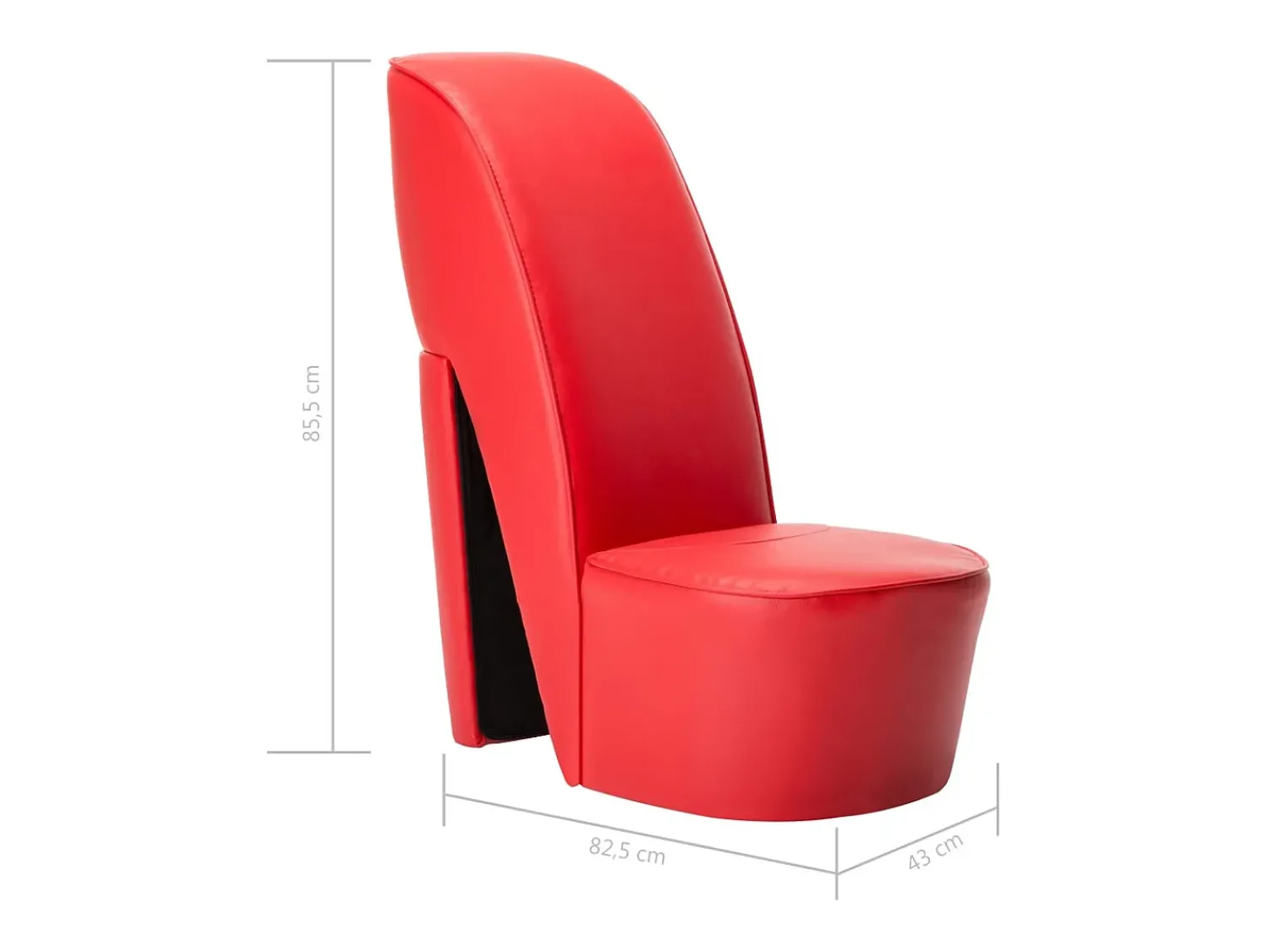 Poltrona* Cadeira estilo sapato de salto alto couro artificial SHL330241 Vermelho
