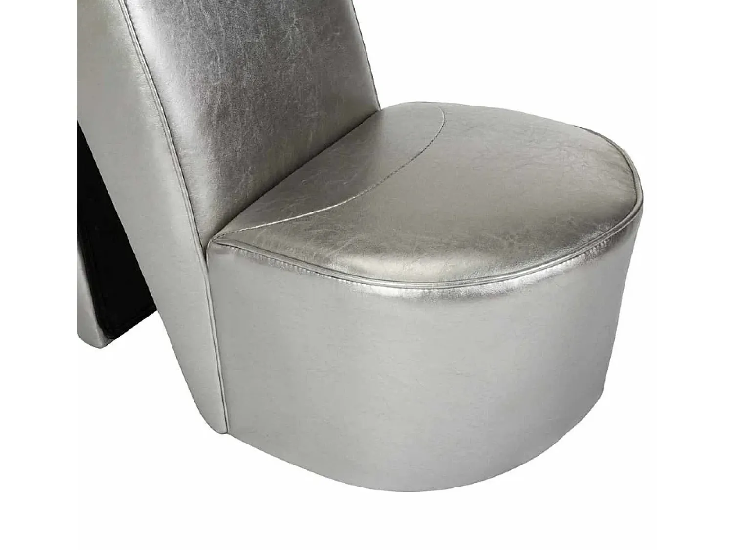 New vidaxl Cadeira estilo sapato de salto alto couro artificial Prateado