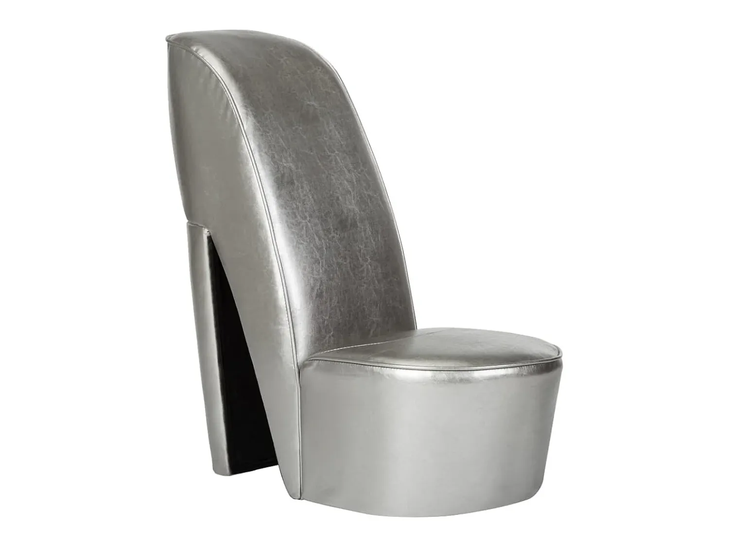 New vidaxl Cadeira estilo sapato de salto alto couro artificial Prateado
