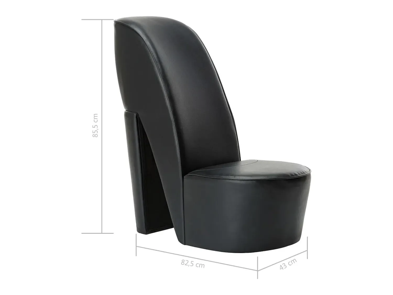 Poltrona* Cadeira estilo sapato de salto alto couro artificial SHL33095 Preto