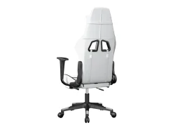Poltrona|vidaxl Cadeira gaming c/ apoio p/ pés couro artificial e branco Preto