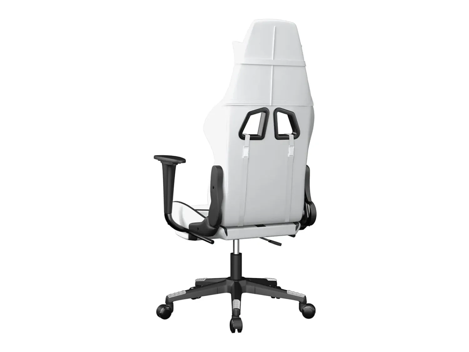 Poltrona|vidaxl Cadeira gaming c/ apoio p/ pés couro artificial e branco Preto