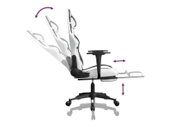 Poltrona|vidaxl Cadeira gaming c/ apoio p/ pés couro artificial e branco Preto