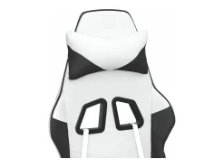 Poltrona|vidaxl Cadeira gaming c/ apoio p/ pés couro artificial e branco Preto