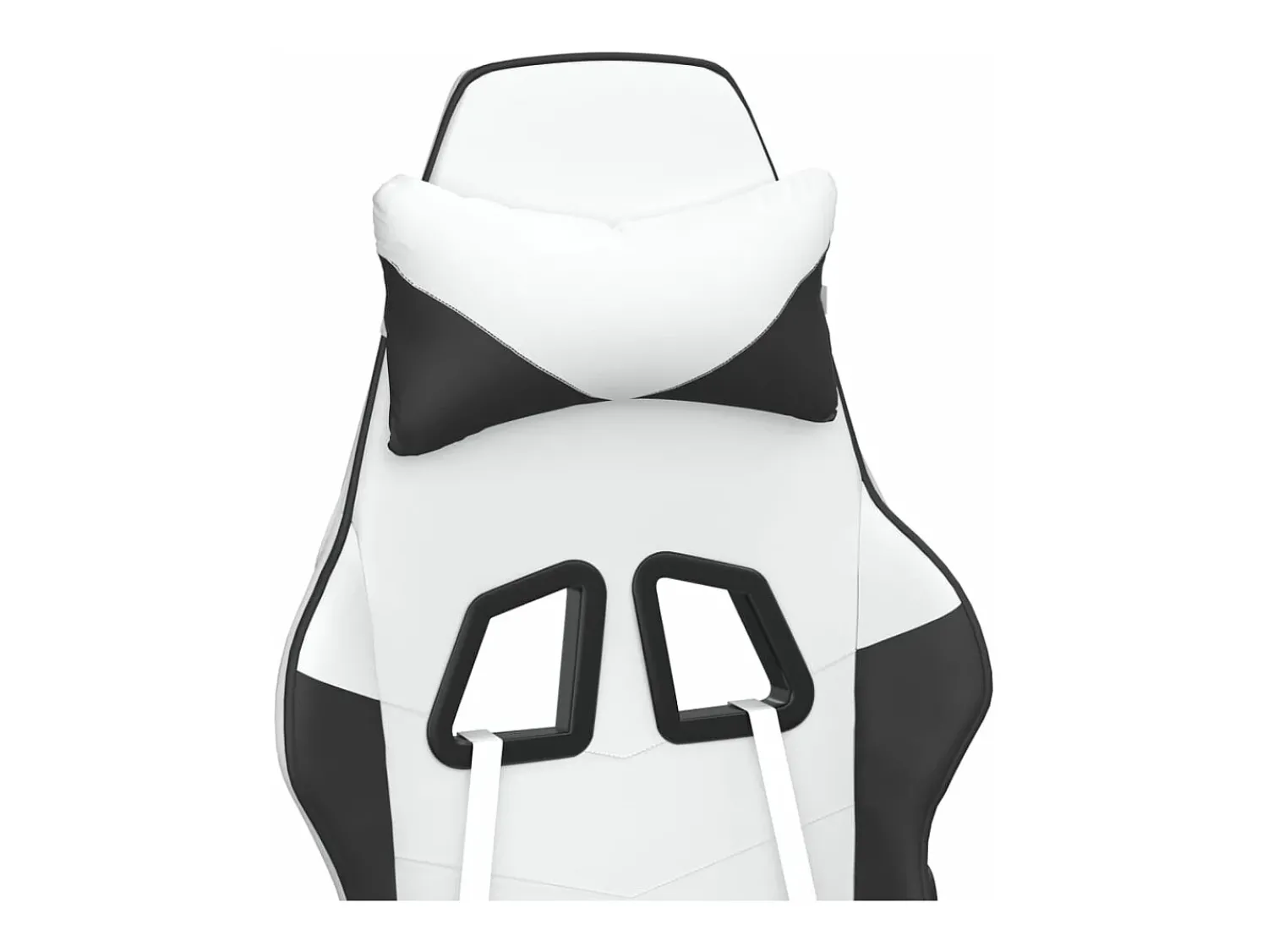 Poltrona|vidaxl Cadeira gaming c/ apoio p/ pés couro artificial e branco Preto