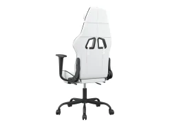 Poltrona|vidaxl Cadeira gaming c/ apoio p/ pés couro artificial e branco Preto
