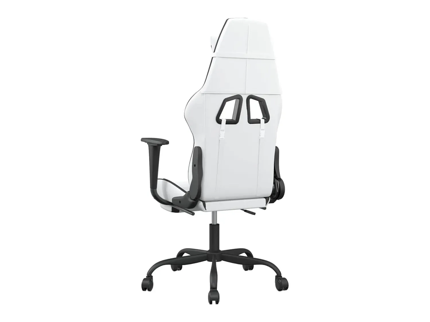 Poltrona|vidaxl Cadeira gaming c/ apoio p/ pés couro artificial e branco Preto