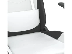 Poltrona|vidaxl Cadeira gaming c/ apoio p/ pés couro artificial e branco Preto