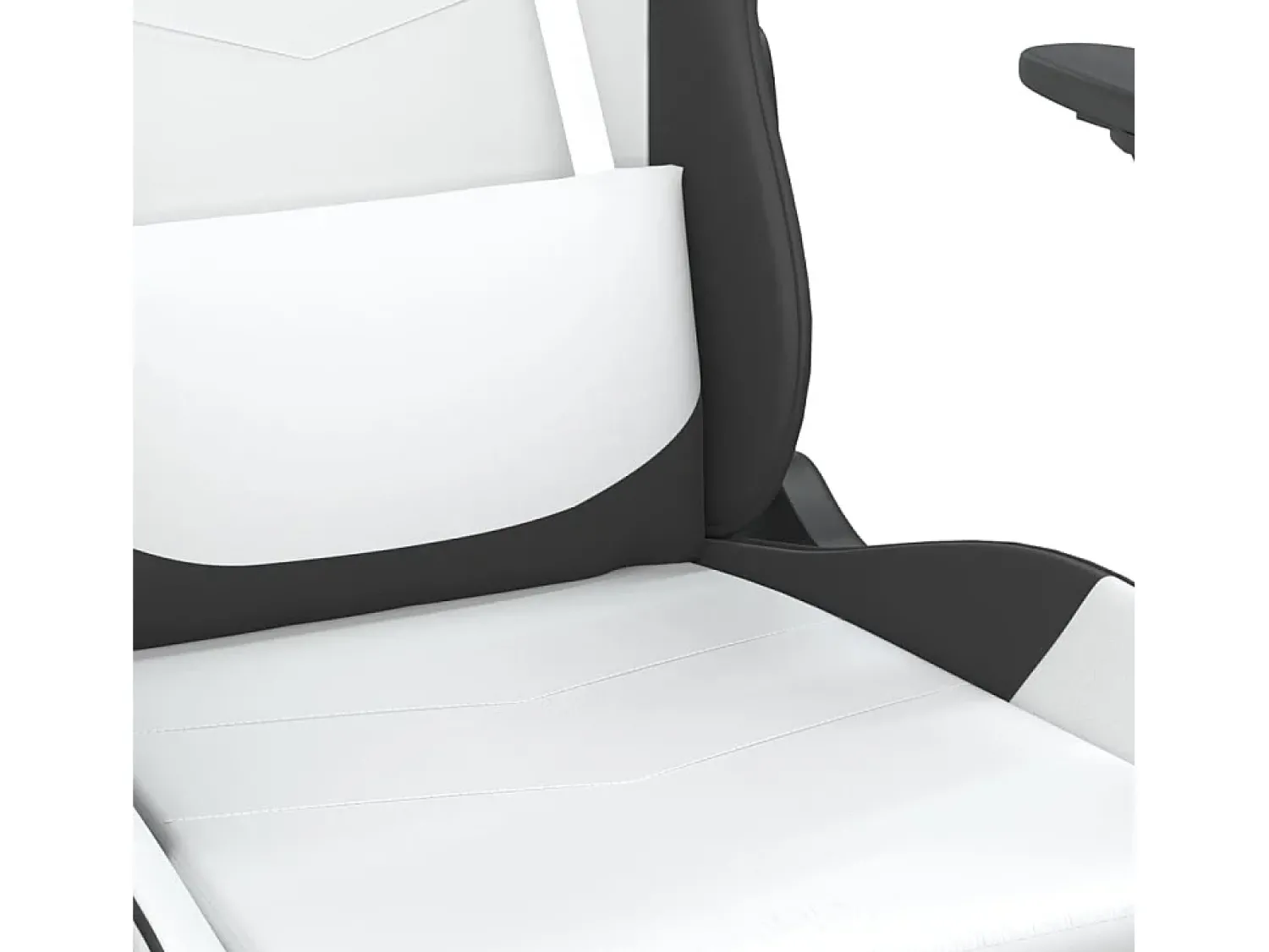 Poltrona|vidaxl Cadeira gaming c/ apoio p/ pés couro artificial e branco Preto