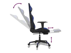 Poltrona*vidaxl Cadeira gaming c/ apoio para pés couro artificial preto e Azul