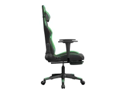New vidaxl Cadeira gaming c/ apoio pés couro artificial preto e Verde