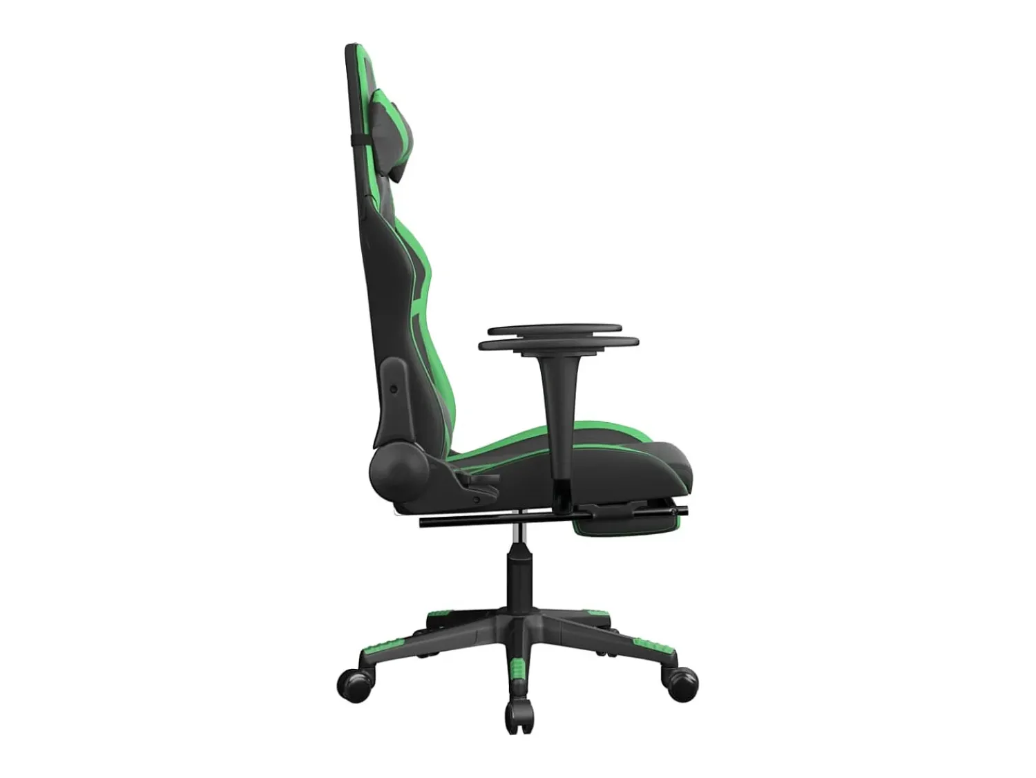 New vidaxl Cadeira gaming c/ apoio pés couro artificial preto e Verde