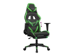 New vidaxl Cadeira gaming c/ apoio pés couro artificial preto e Verde