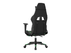 New vidaxl Cadeira gaming c/ apoio pés couro artificial preto e Verde