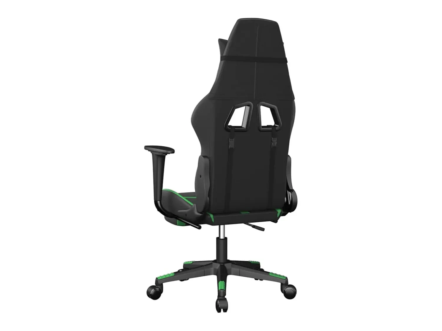 New vidaxl Cadeira gaming c/ apoio pés couro artificial preto e Verde