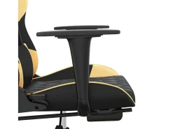 Outlet vidaxl Cadeira gaming c/ apoio pés couro artificial preto e Dourado
