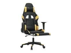 Outlet vidaxl Cadeira gaming c/ apoio pés couro artificial preto e Dourado