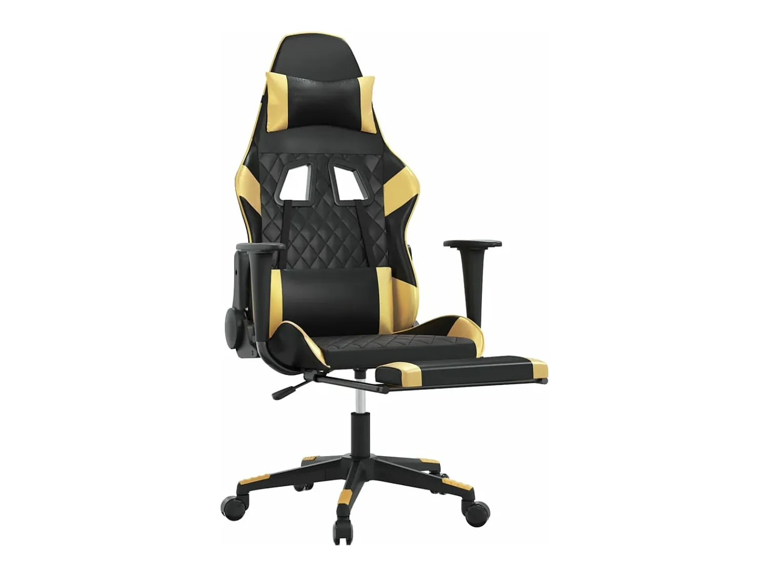 Outlet vidaxl Cadeira gaming c/ apoio pés couro artificial preto e Dourado