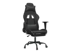 Poltrona|vidaxl Cadeira gaming c/ apoio pés couro artificial Preto