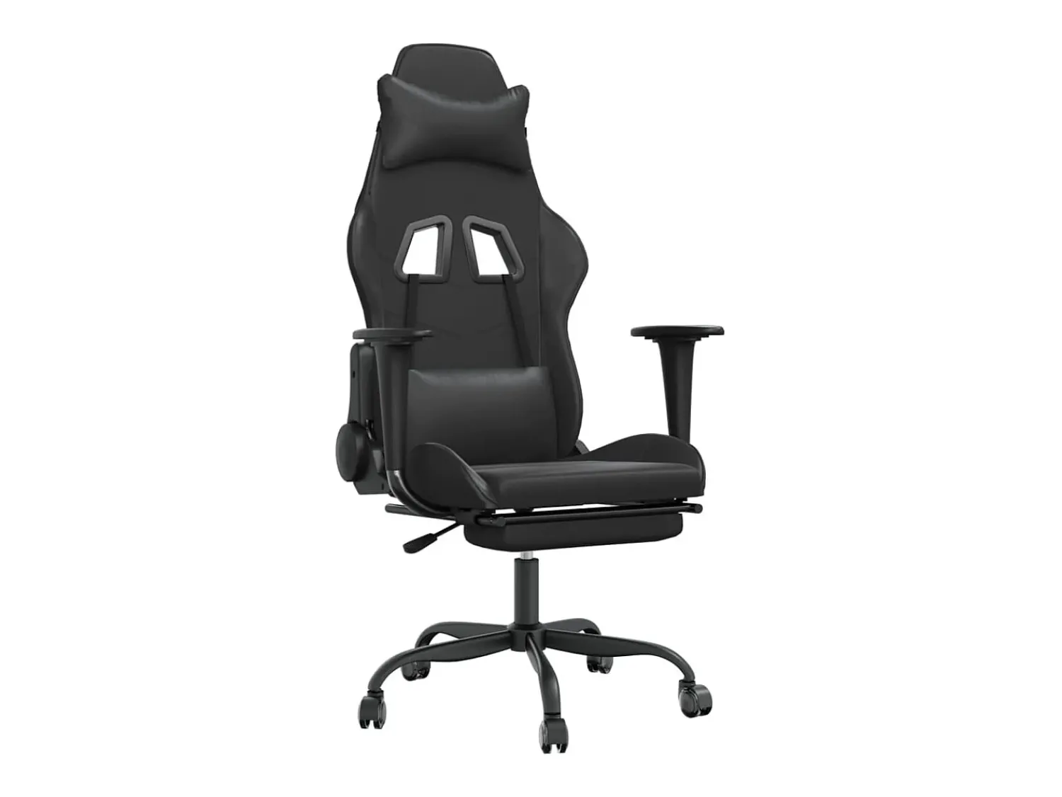 Poltrona|vidaxl Cadeira gaming c/ apoio pés couro artificial Preto