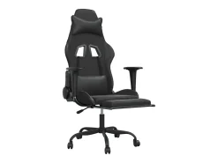 Poltrona|vidaxl Cadeira gaming c/ apoio pés couro artificial Preto