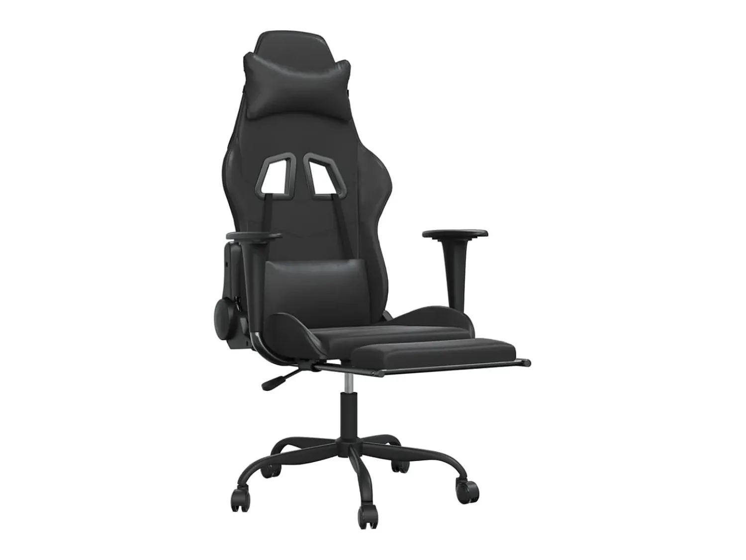 Poltrona|vidaxl Cadeira gaming c/ apoio pés couro artificial Preto