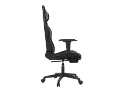 vidaxl Cadeira gaming c/ apoio pés couro artificial preto e cinza^ Poltrona