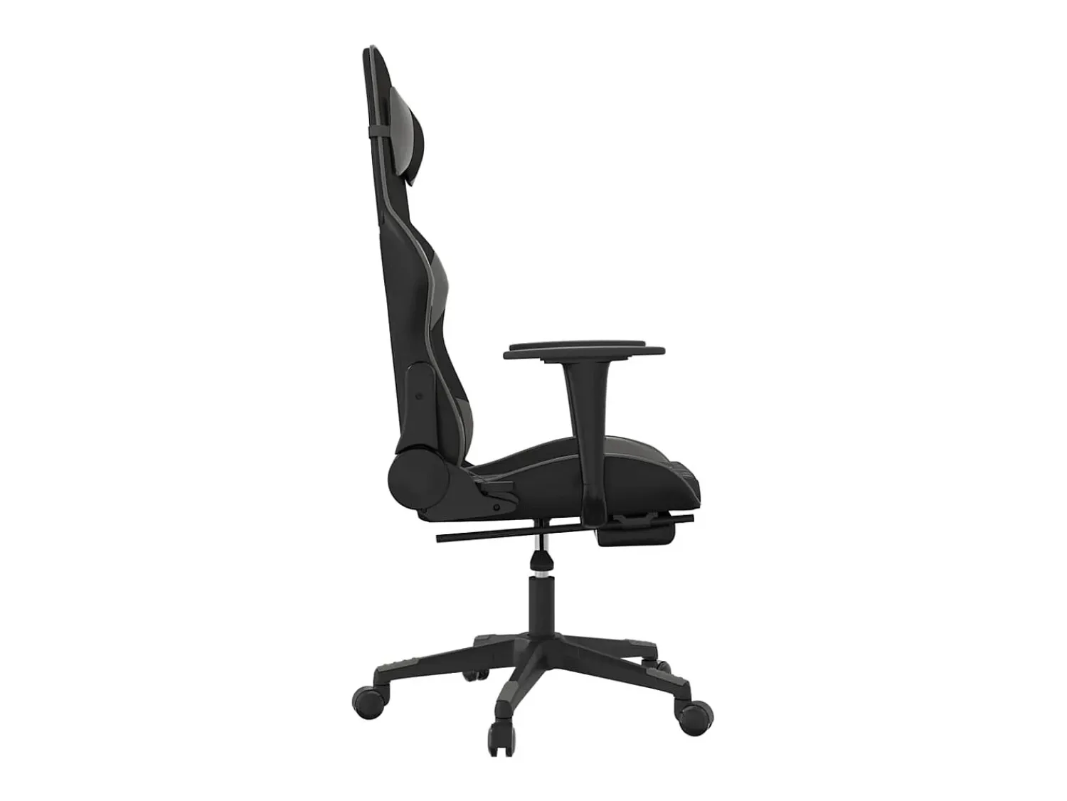 vidaxl Cadeira gaming c/ apoio pés couro artificial preto e cinza^ Poltrona