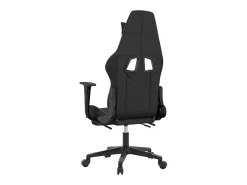 vidaxl Cadeira gaming c/ apoio pés couro artificial preto e cinza^ Poltrona
