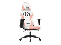 vidaxl Cadeira gaming com apoio p/ pés couro artificial branco e^ Poltrona