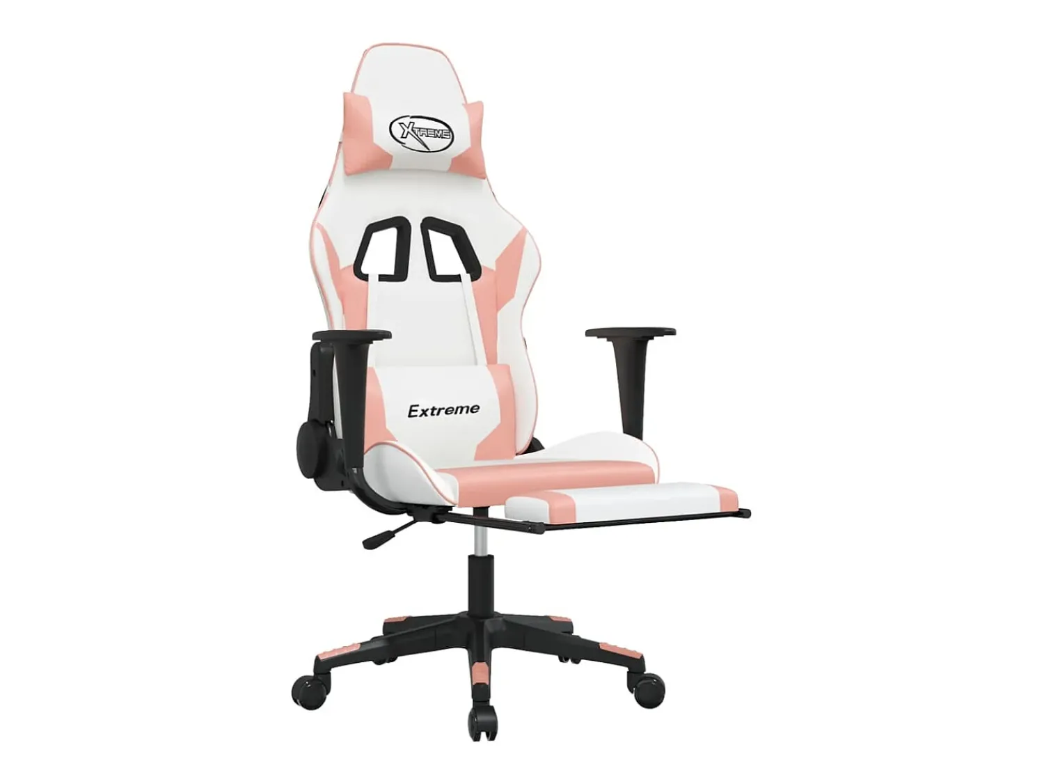 vidaxl Cadeira gaming com apoio p/ pés couro artificial branco e^ Poltrona